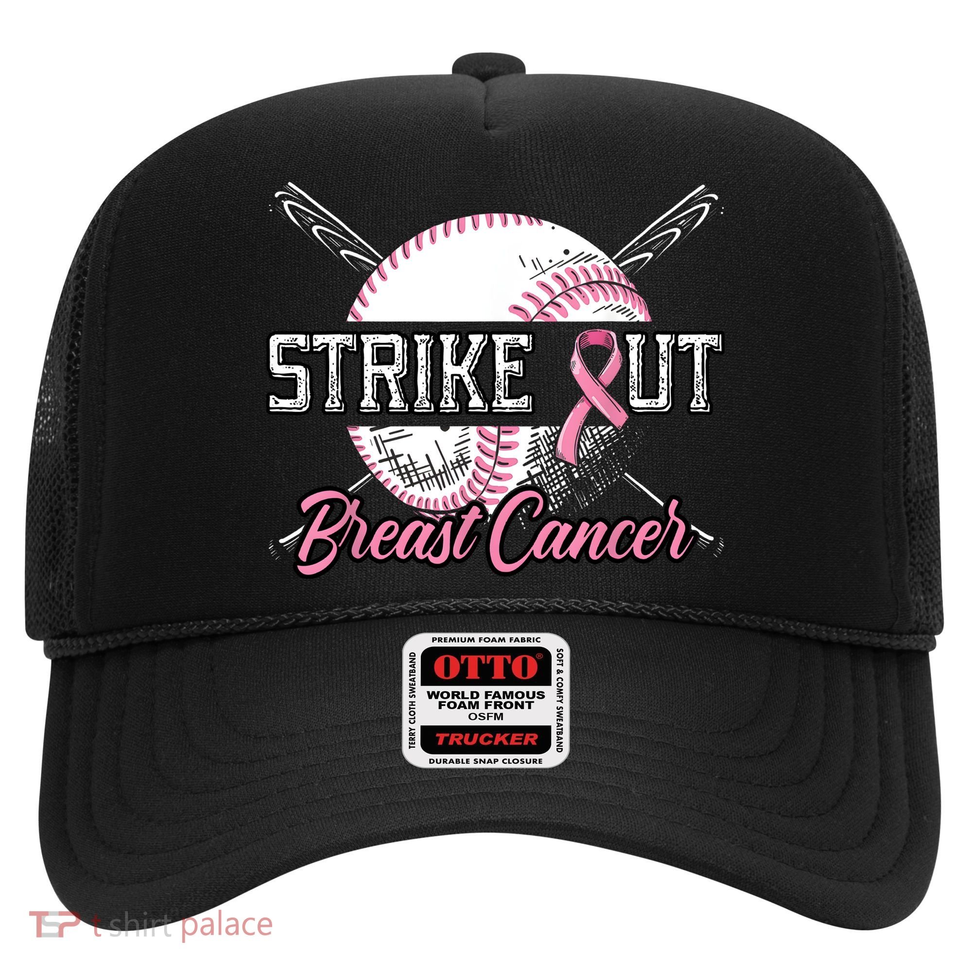 Strike Out Breast Cancer Baseball Pink Ribbon Hat