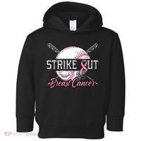 Strike Out Breast Cancer Baseball Pink Ribbon Toddler Hoodie thumb 0