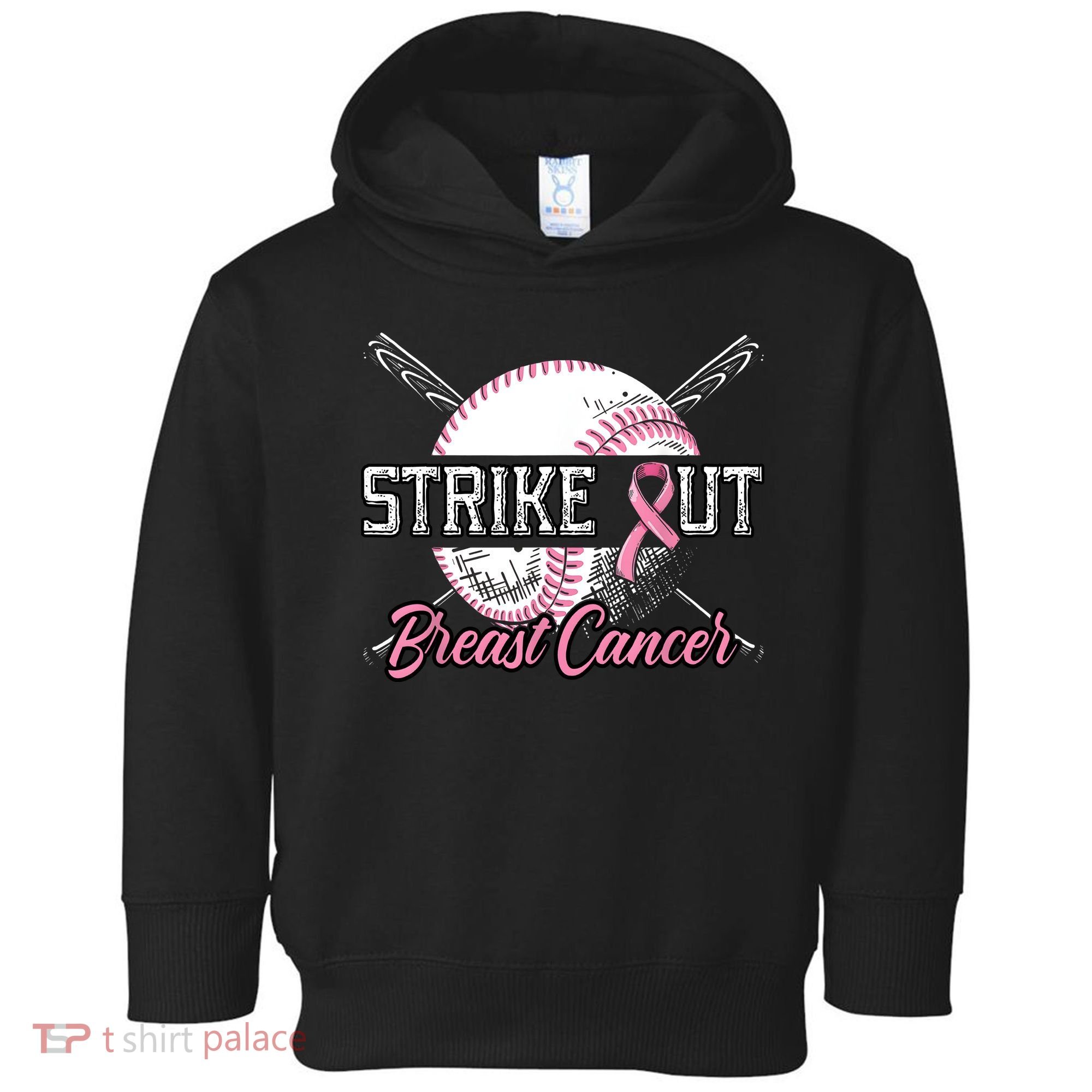 Strike Out Breast Cancer Baseball Pink Ribbon Toddler Hoodie