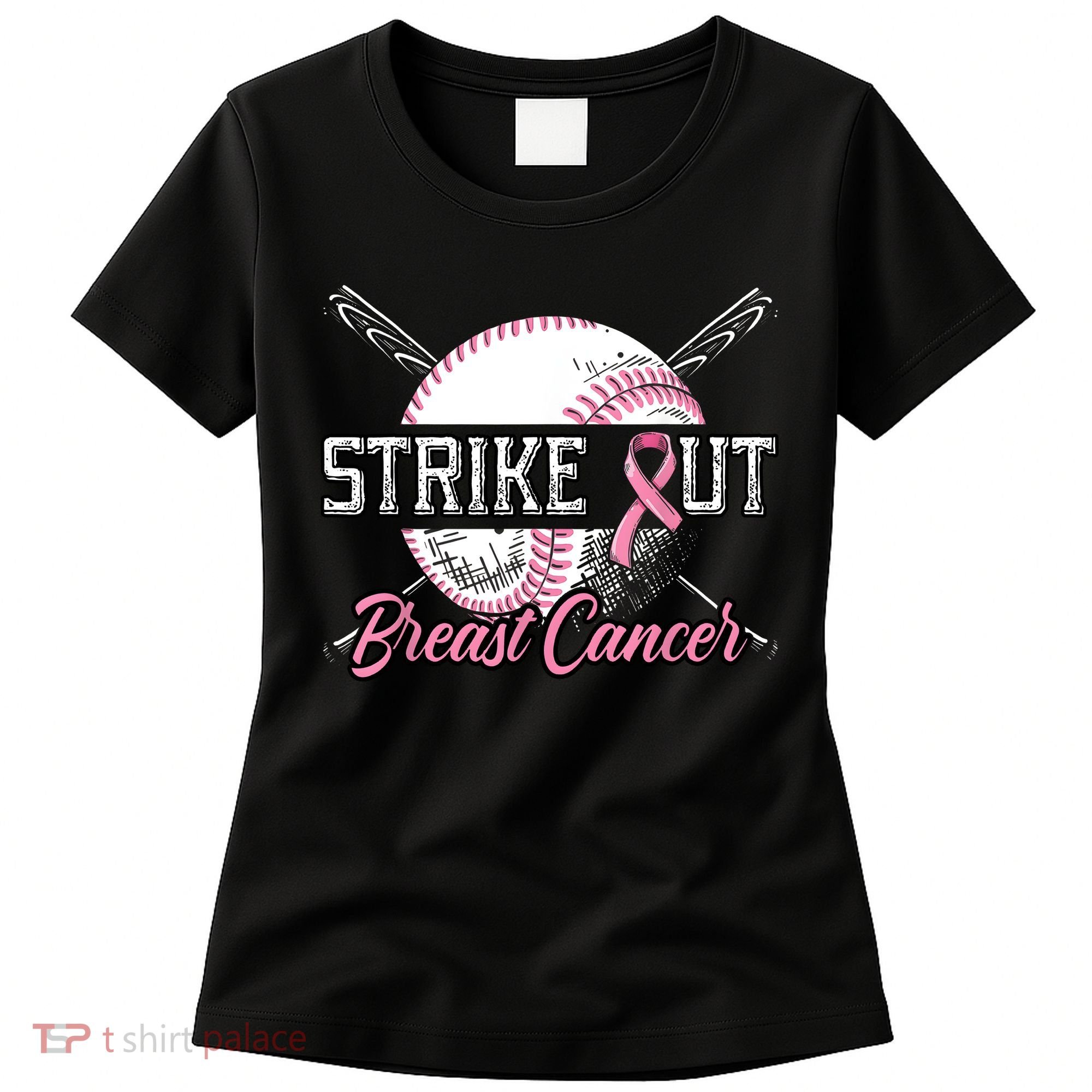 Strike Out Breast Cancer Baseball Pink Ribbon Women's T-Shirt