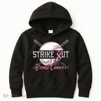 Strike Out Breast Cancer Baseball Pink Ribbon Kids Hoodie thumb 0