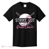 Strike Out Breast Cancer Baseball Pink Ribbon Kids T-Shirt thumb 0