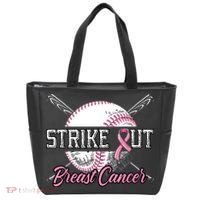 Strike Out Breast Cancer Baseball Pink Ribbon Tote Bag thumb 0