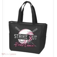 Strike Out Breast Cancer Baseball Pink Ribbon Tote Bag thumb 3