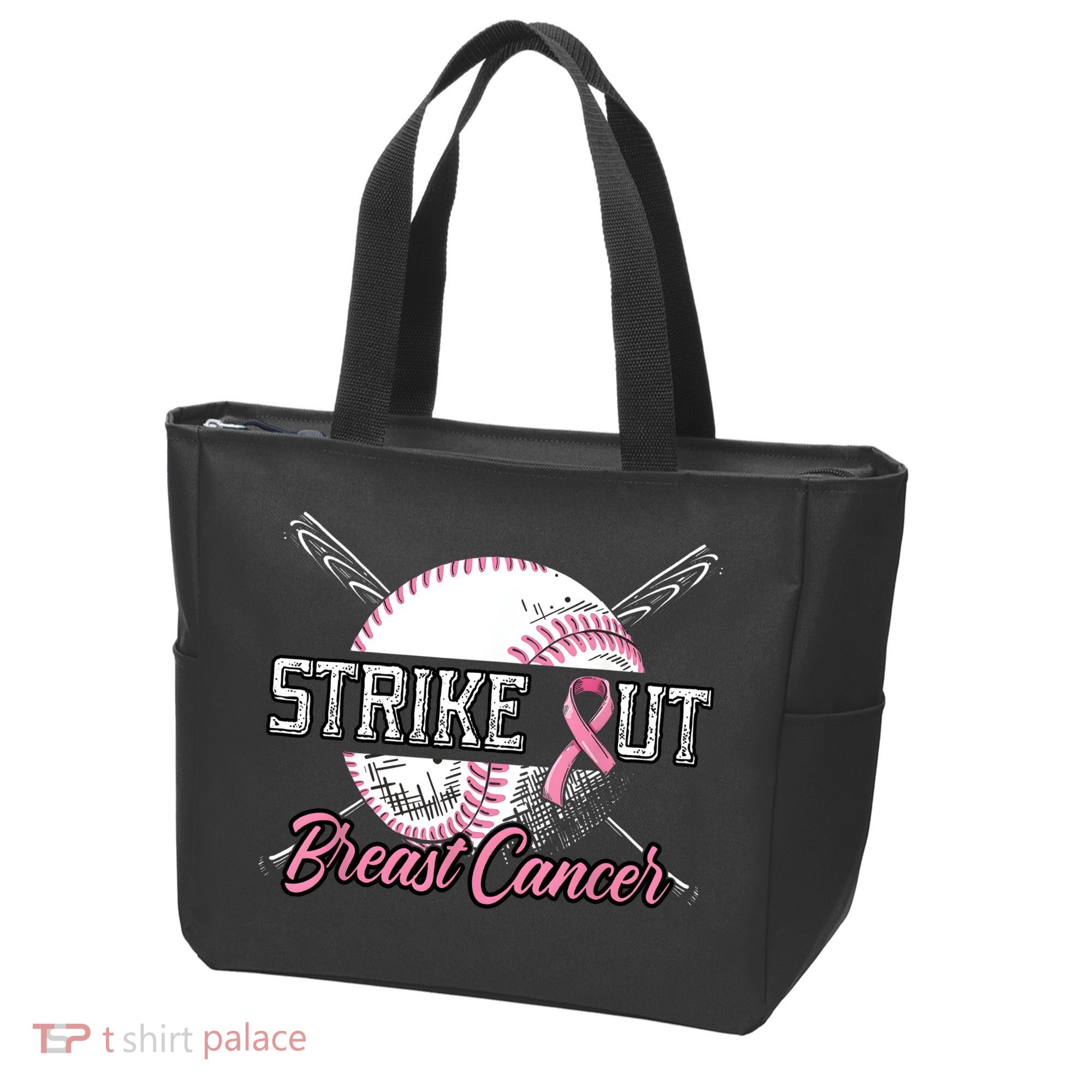 Strike Out Breast Cancer Baseball Pink Ribbon Tote Bag
