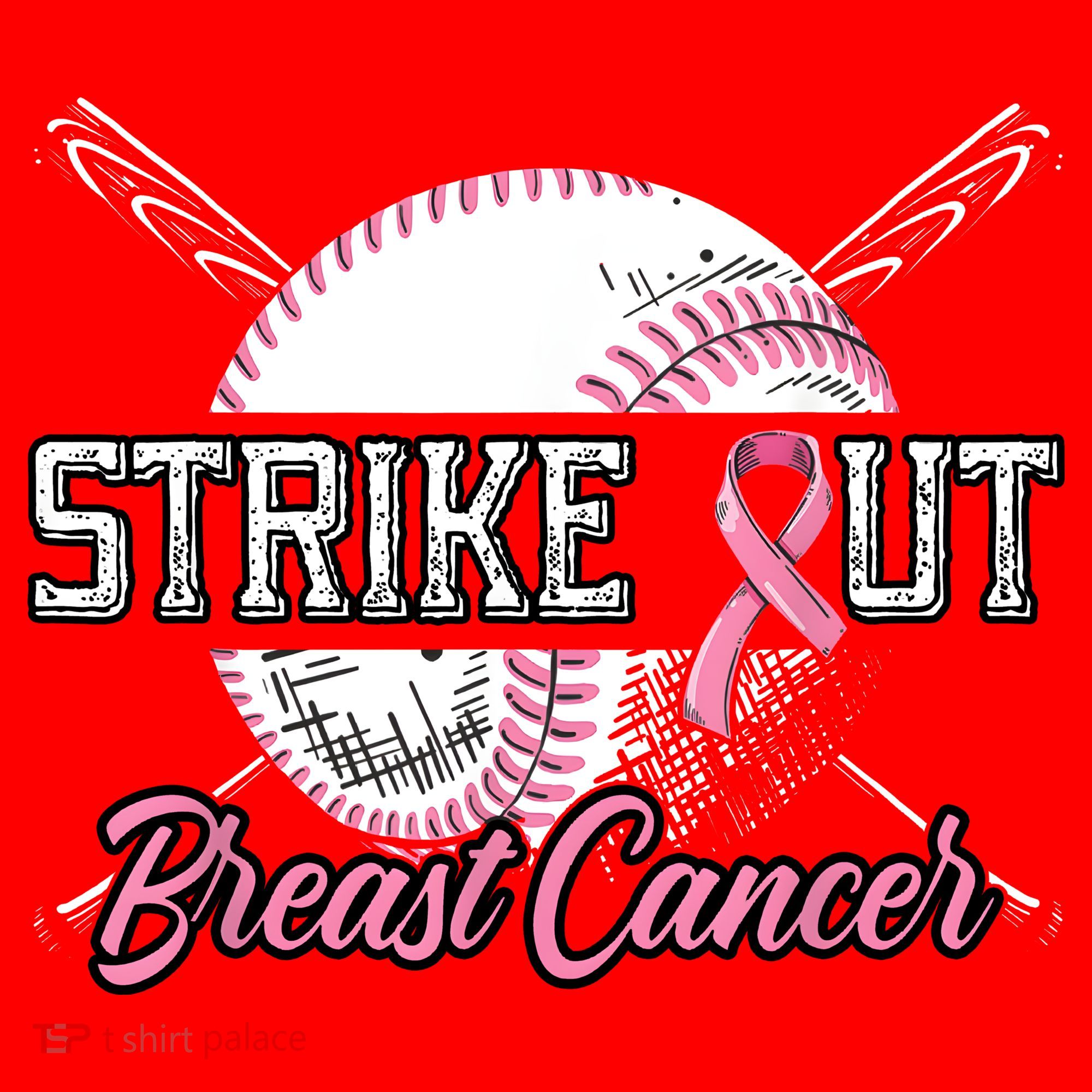 Strike Out Breast Cancer Baseball Pink Ribbon Santa Hat