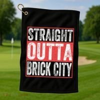 Straight Outta Brick City Newark City New Jersey Golf Towel thumb 1