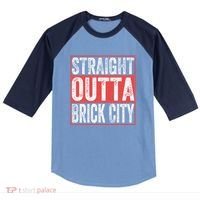 Straight Outta Brick City Newark City New Jersey Raglan Baseball Sleeve Shirt thumb 0