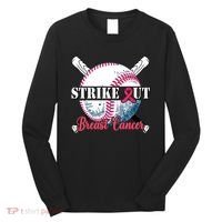 Strike Out Breast Cancer Baseball Long Sleeve Shirt thumb 0