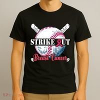 Strike Out Breast Cancer Baseball T-Shirt thumb 3