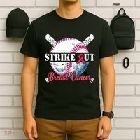 Strike Out Breast Cancer Baseball T-Shirt thumb 6