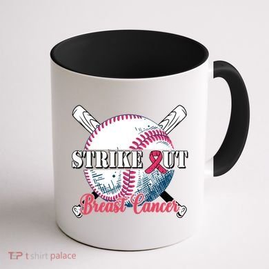 Strike Out Breast Cancer Baseball Coffee Mug back