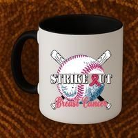 Strike Out Breast Cancer Baseball Coffee Mug thumb 2