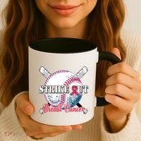 Strike Out Breast Cancer Baseball Coffee Mug thumb 3