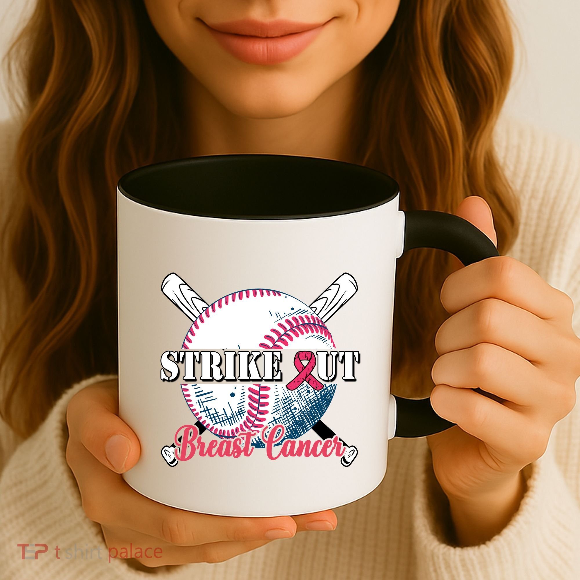 Strike Out Breast Cancer Baseball Coffee Mug