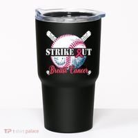Strike Out Breast Cancer Baseball Tumbler thumb 0