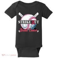 Strike Out Breast Cancer Baseball Baby Bodysuit thumb 0
