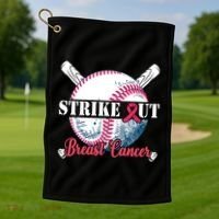 Strike Out Breast Cancer Baseball Golf Towel thumb 1