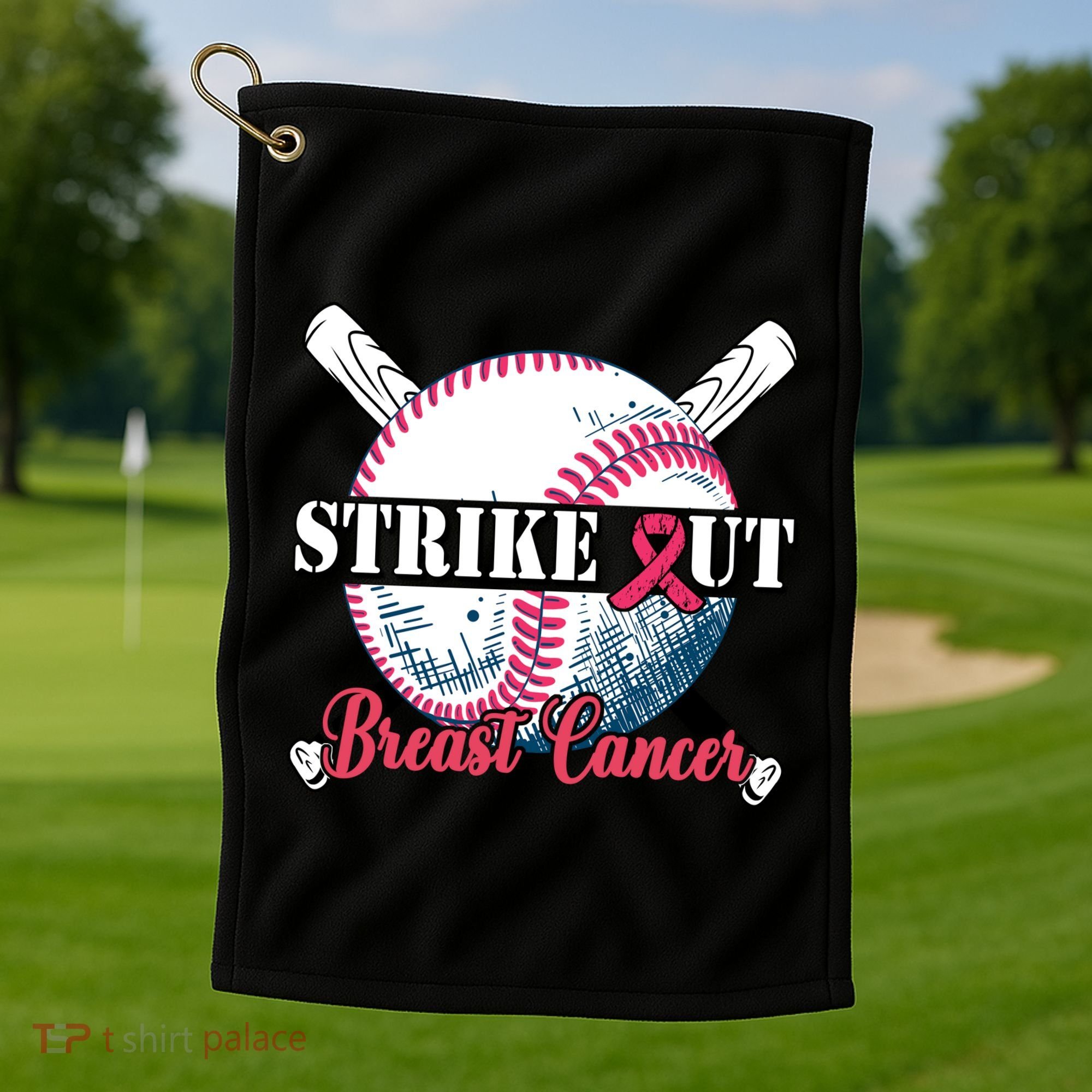 Strike Out Breast Cancer Baseball Golf Towel
