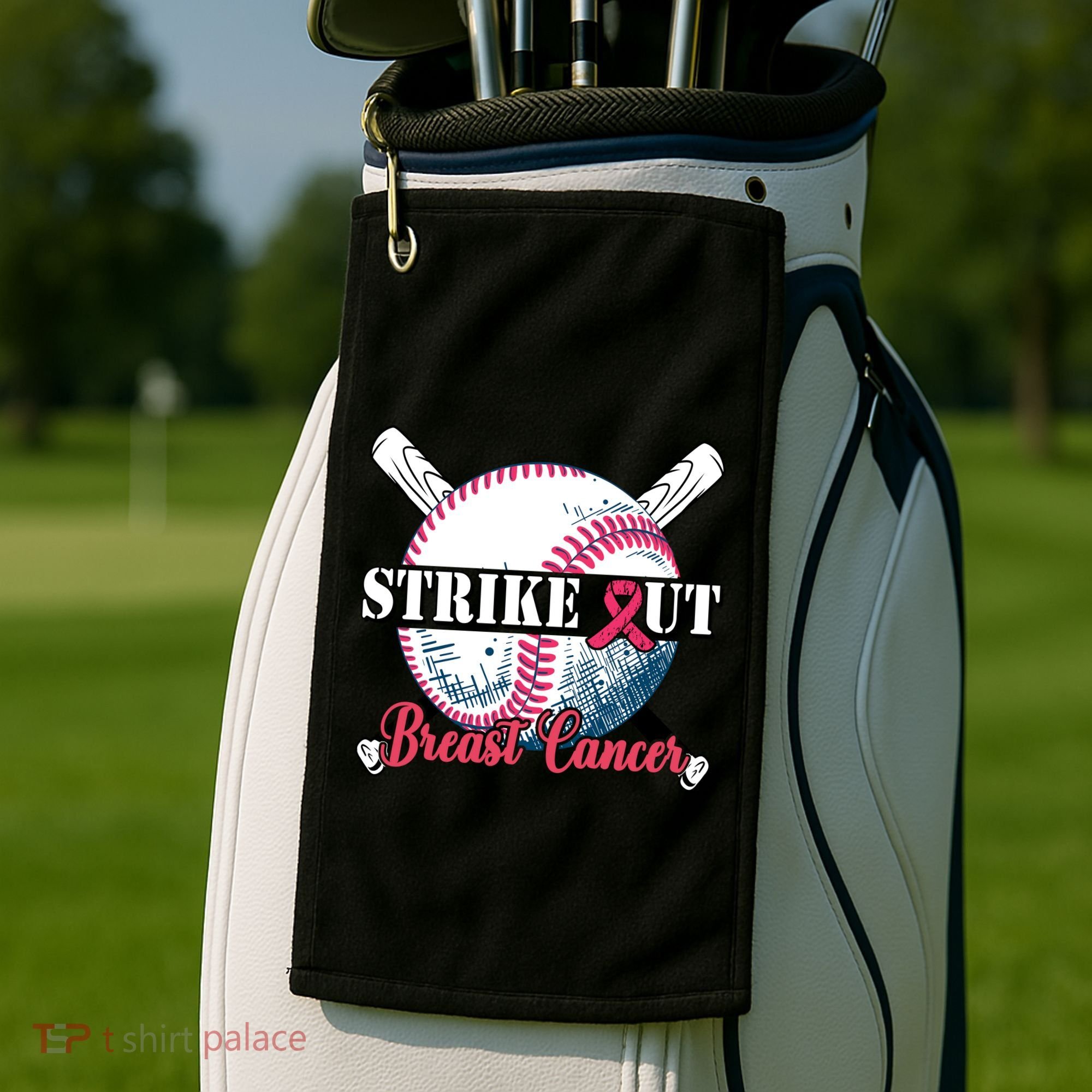 Strike Out Breast Cancer Baseball Golf Towel