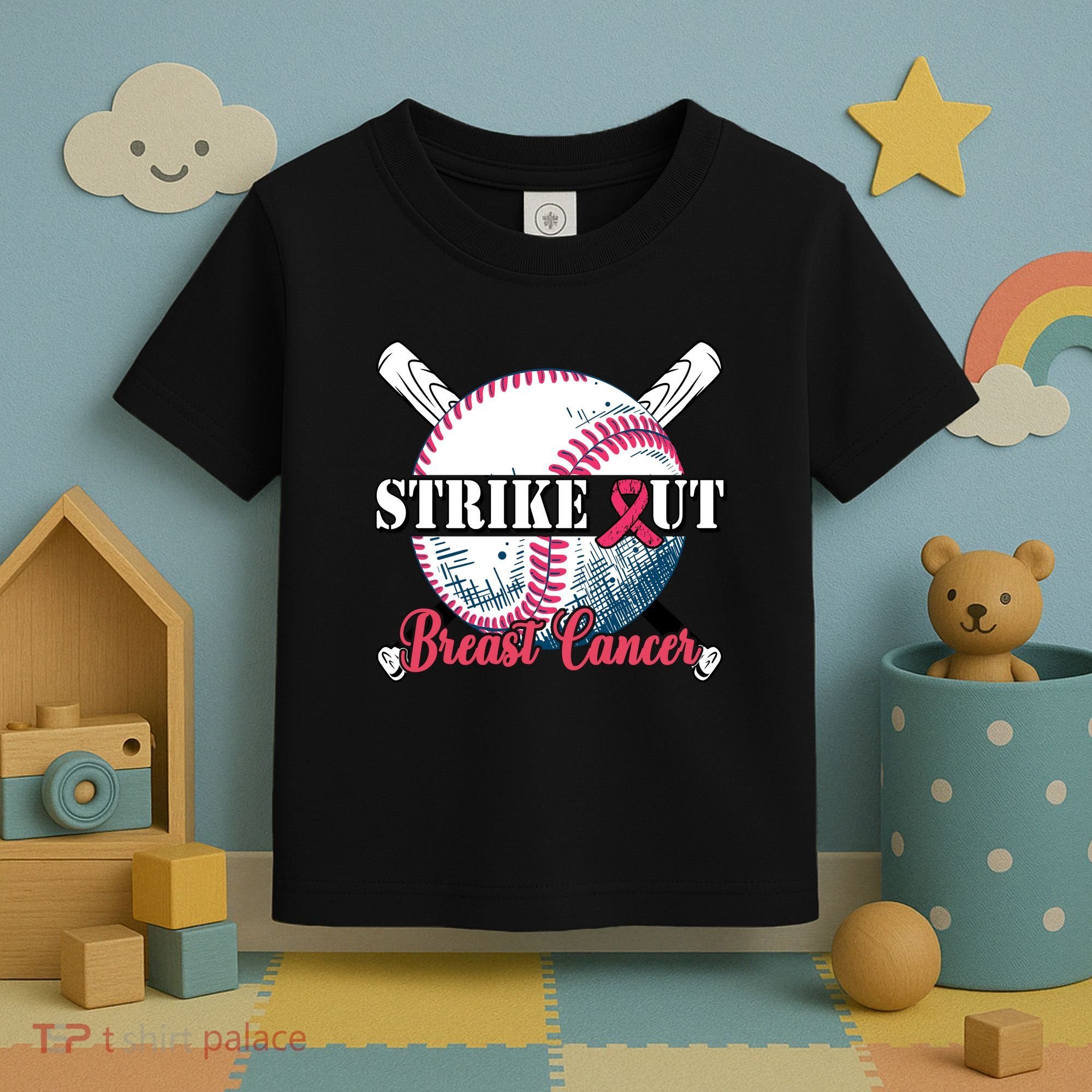 Strike Out Breast Cancer Baseball Toddler T-Shirt