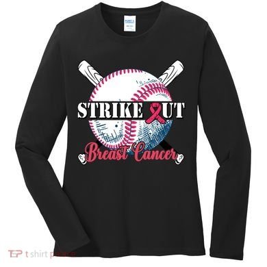 Strike Out Breast Cancer Baseball Women's Long Sleeve Shirt