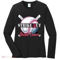 Strike Out Breast Cancer Baseball Women's Long Sleeve Shirt thumb 0