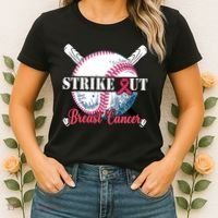 Strike Out Breast Cancer Baseball Women's T-Shirt thumb 2