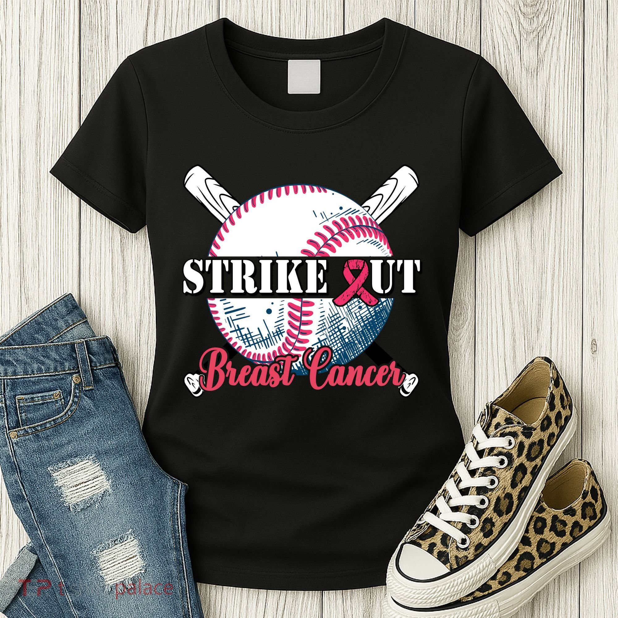 Strike Out Breast Cancer Baseball Women's T-Shirt
