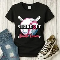 Strike Out Breast Cancer Baseball Women's T-Shirt thumb 3
