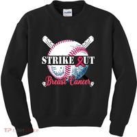 Strike Out Breast Cancer Baseball Kids Sweatshirt thumb 0