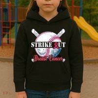 Strike Out Breast Cancer Baseball Kids Hoodie thumb 3