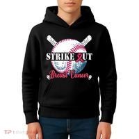 Strike Out Breast Cancer Baseball Kids Hoodie thumb 4