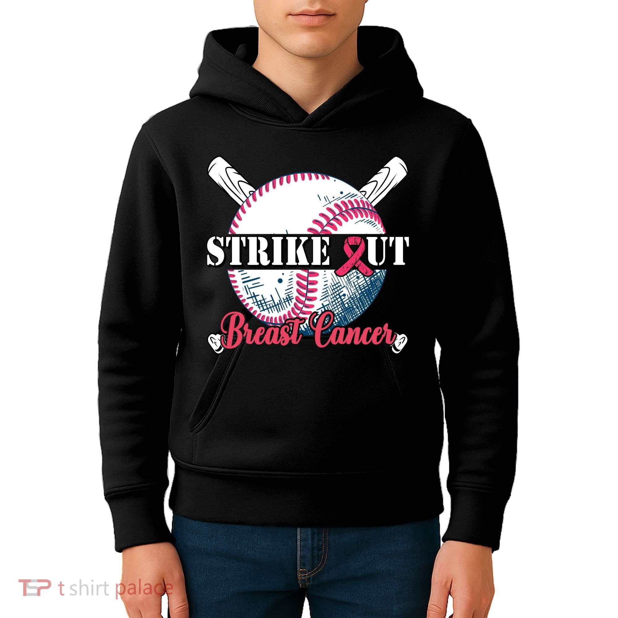 Strike Out Breast Cancer Baseball Kids Hoodie