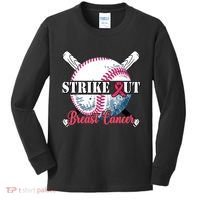 Strike Out Breast Cancer Baseball Kids Long Sleeve Shirt thumb 0