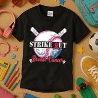 Strike Out Breast Cancer Baseball Kids T-Shirt thumb 3