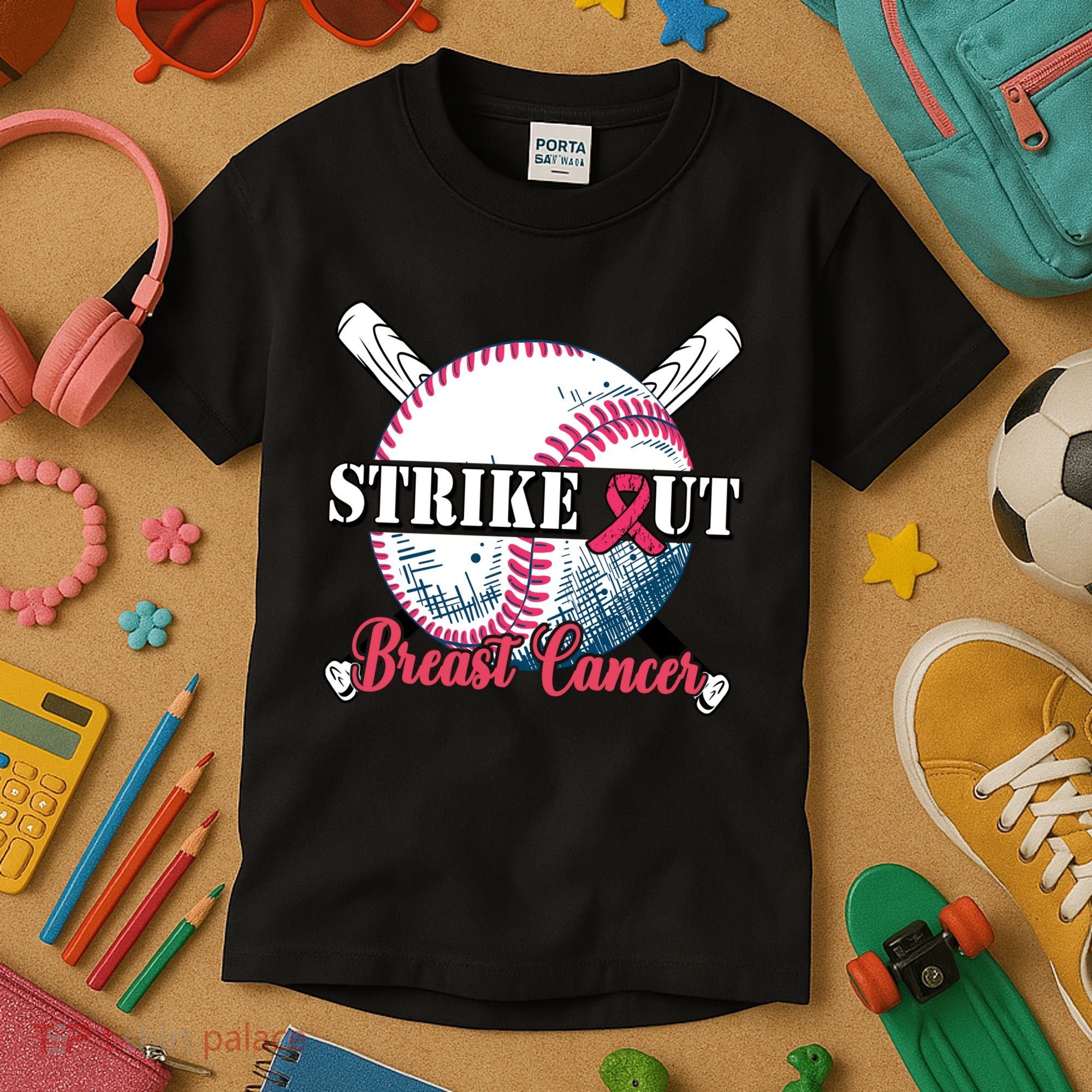 Strike Out Breast Cancer Baseball Kids T-Shirt