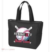 Strike Out Breast Cancer Baseball Tote Bag thumb 3