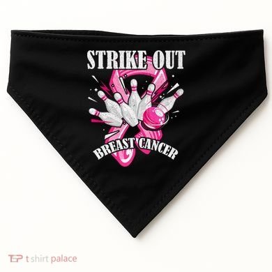 Strike Out Breast Cancer Awareness Bowling Fighter USA-Made Doggie Bandana