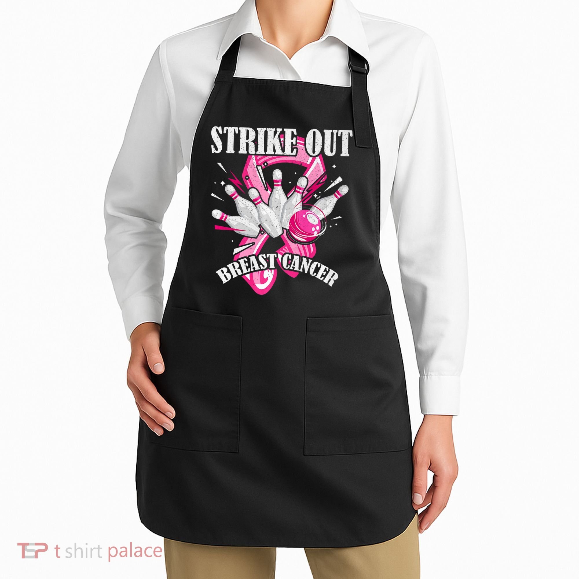 Strike Out Breast Cancer Awareness Bowling Fighter Apron