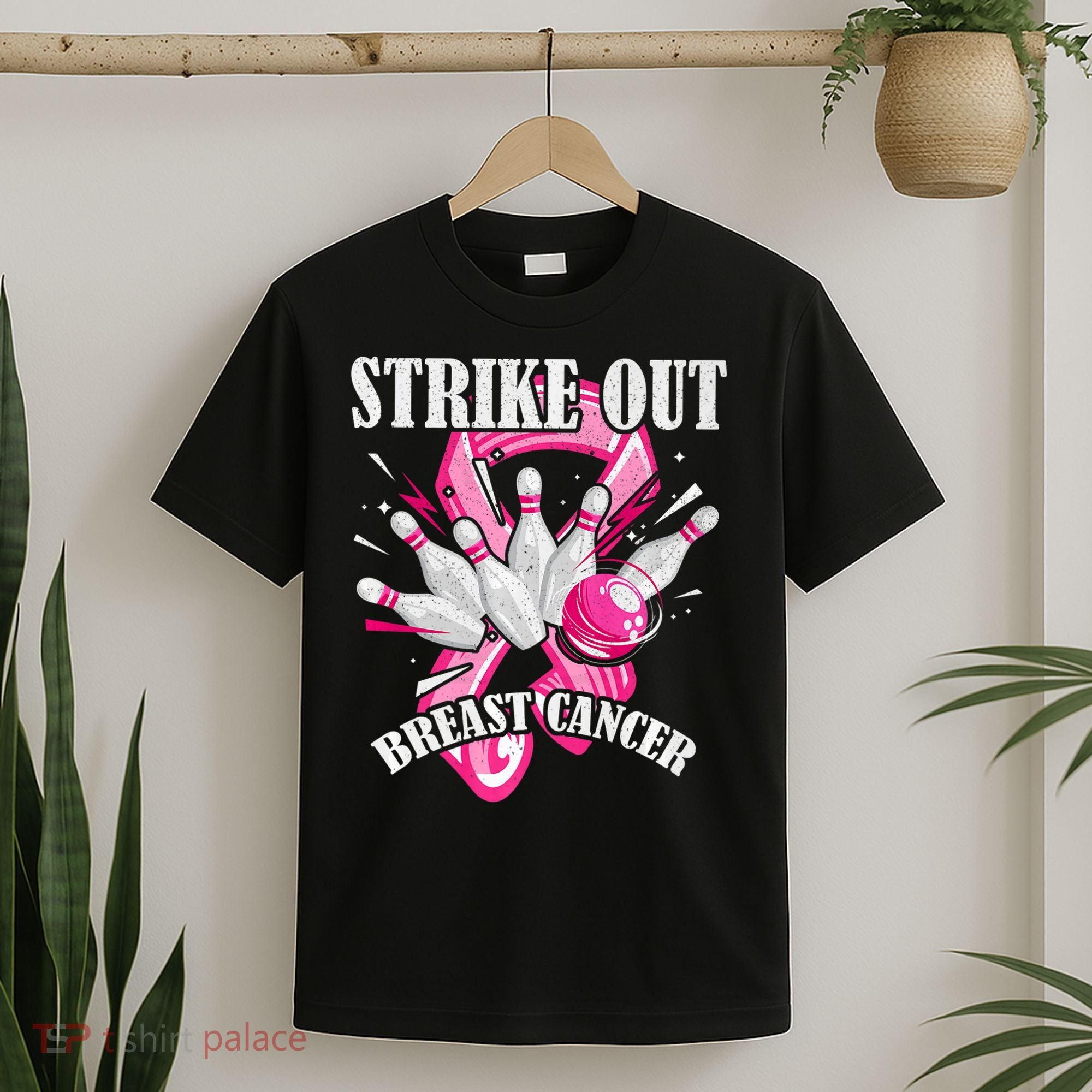 Strike Out Breast Cancer Awareness Bowling Fighter T-Shirt