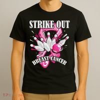 Strike Out Breast Cancer Awareness Bowling Fighter T-Shirt thumb 3