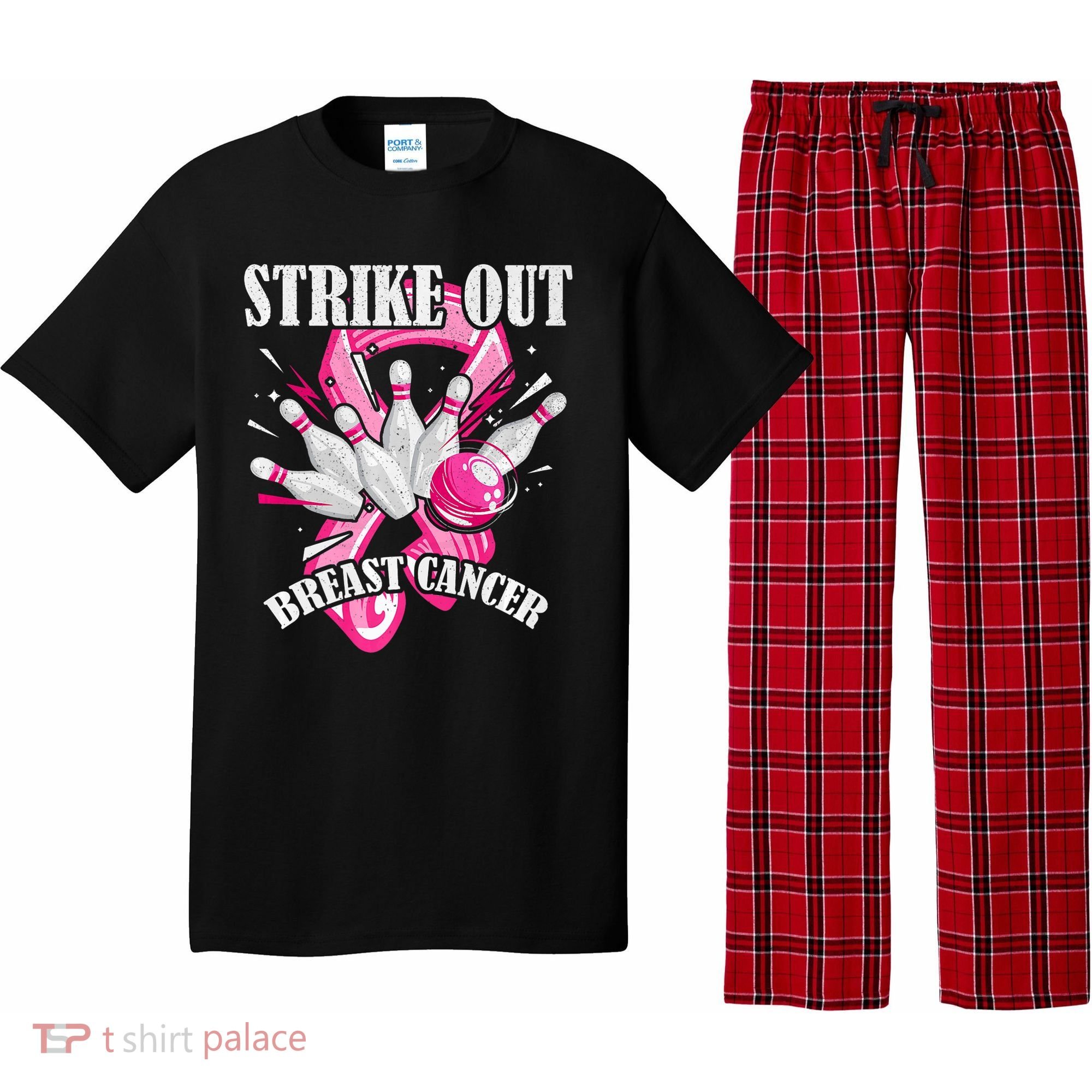 Strike Out Breast Cancer Awareness Bowling Fighter Pajama Set