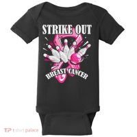 Strike Out Breast Cancer Awareness Bowling Fighter Baby Bodysuit thumb 0