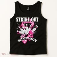 Strike Out Breast Cancer Awareness Bowling Fighter Tank Top thumb 2