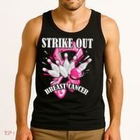 Strike Out Breast Cancer Awareness Bowling Fighter Tank Top thumb 3