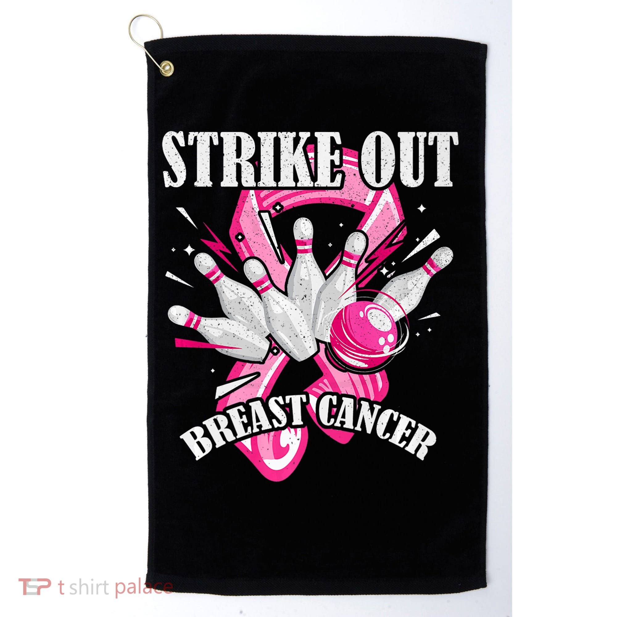 Strike Out Breast Cancer Awareness Bowling Fighter Golf Towel
