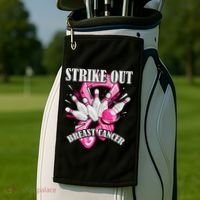 Strike Out Breast Cancer Awareness Bowling Fighter Golf Towel thumb 2
