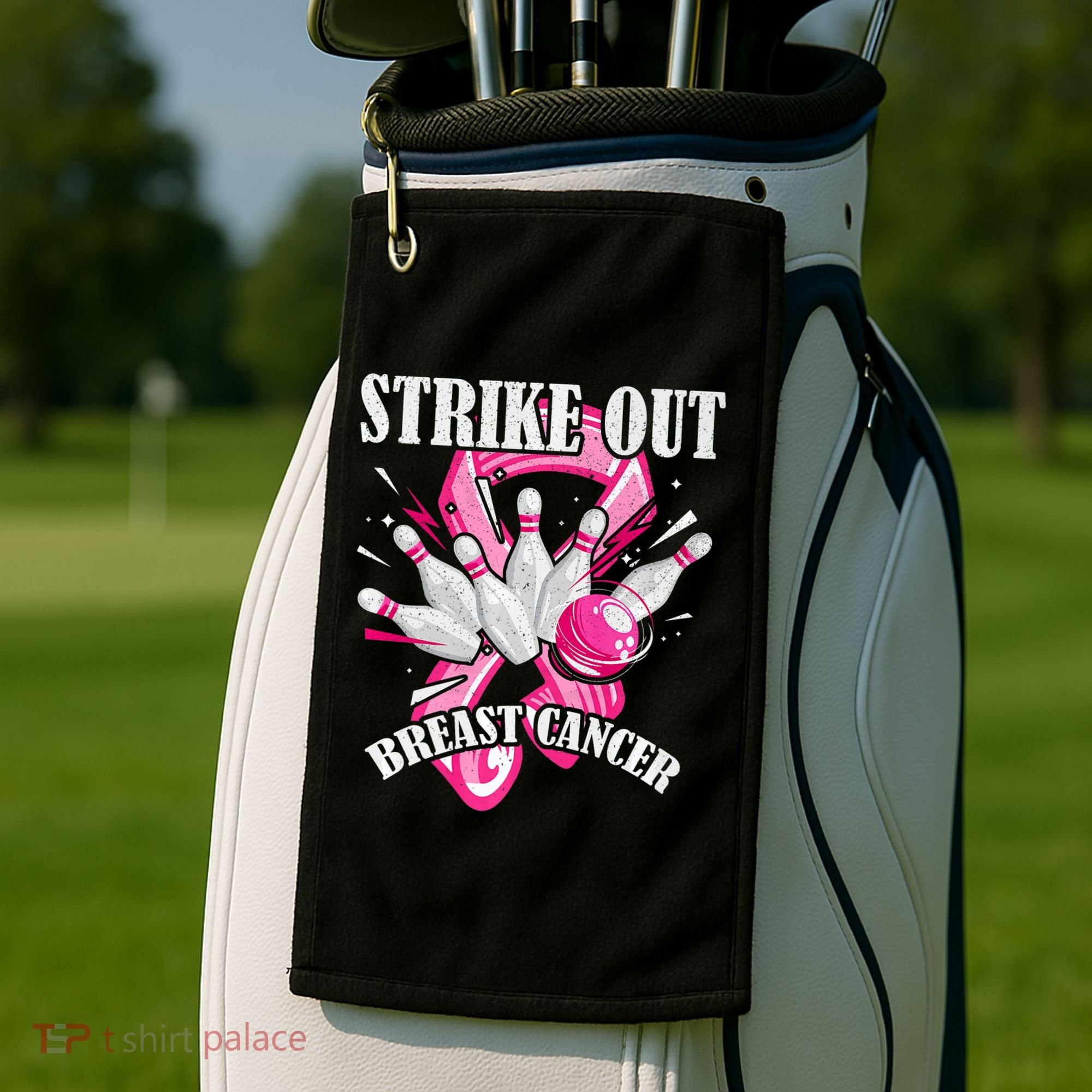 Strike Out Breast Cancer Awareness Bowling Fighter Golf Towel