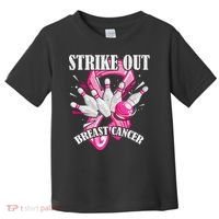 Strike Out Breast Cancer Awareness Bowling Fighter Toddler T-Shirt thumb 0